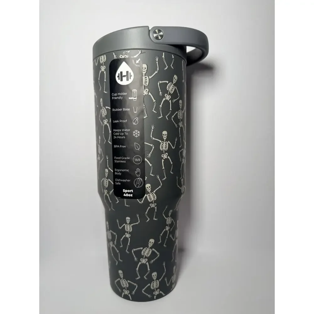 Hydrojug Halloween DEAD SERIOUS 40oz Sport Traveler Tumbler + Slime Sleeve NWT